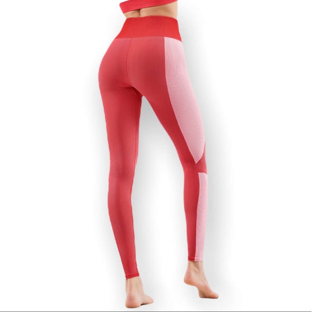 FABLETICS High Waisted Seamless Rib Legging Salsa Red Multicolor Size L - Picture 3 of 8
